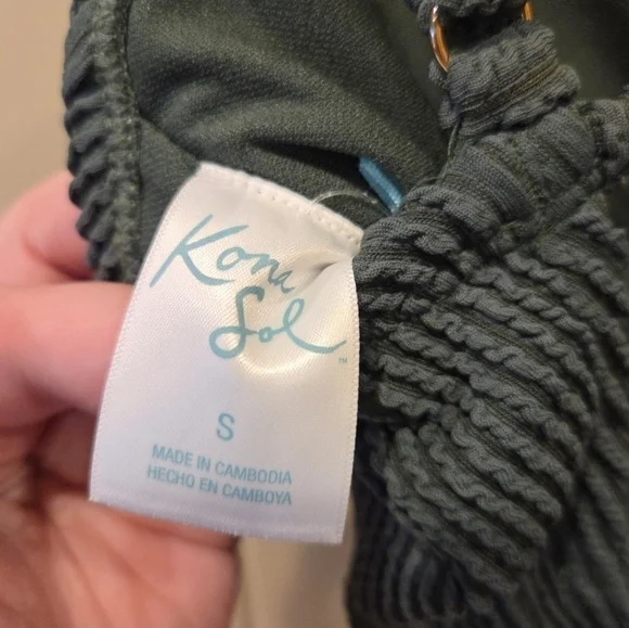 New Kona Sol Green Ribbed One Piece Swimsuit Women's Small (4-6) Full Coverage - Picture 4 of 12